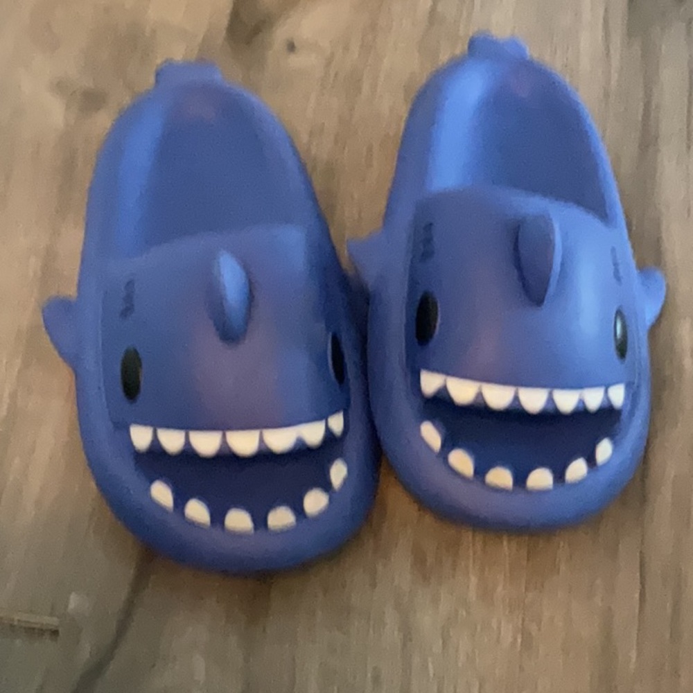 Kids Blue Shark Slippers